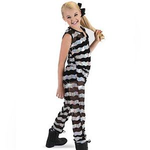 Black & White Striped Sequined Jumper Dance Costume
